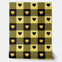     Plaid & Hearts Cute Fun Black & Yellow Nursery