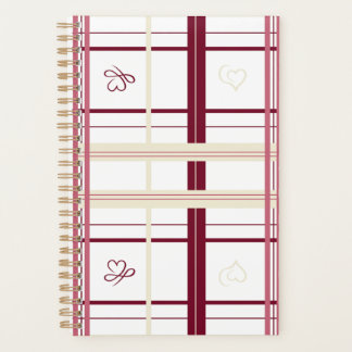 Plaid Hearts Spiral Planner- Whimsical Burgundy 