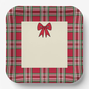 Plaid Holiday Christmas Paper Plates 