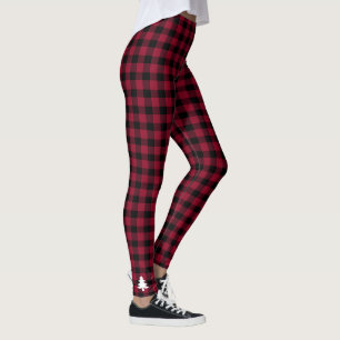 Plaid Holiday Christmas Tree Red Leggings