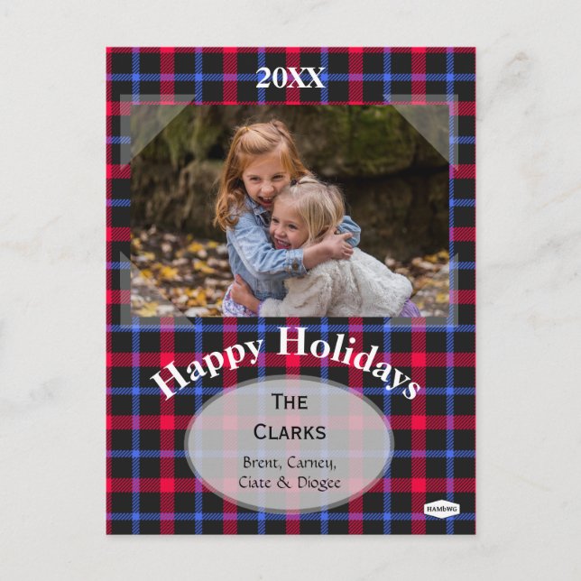 Plaid Holiday Postcard by HAMbWG (Front)