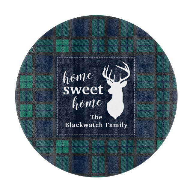 Plaid Holiday Tartan Clan Blackwatch Personalized Cutting Board (Front)