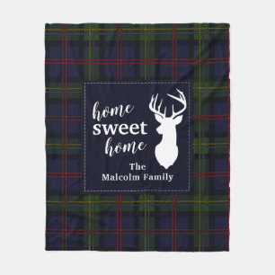 Plaid Holiday Tartan Clan Malcolm Personalized Fleece Blanket