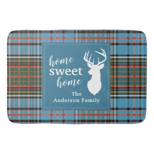Plaid Home Sweet Home Tartan Anderson Personalized Bath Mat
