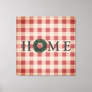 Plaid HOME Typography Farmhouse Stylish Wreath Can Canvas Print