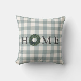 Plaid HOME Typography Stylish Farmhouse Gingham Throw Pillow