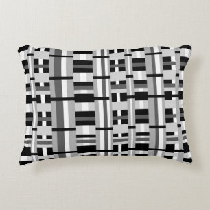 Plaid in Black White & Grey Accent Pillow