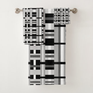 Plaid in Black, White & Grey Bath Towel Set