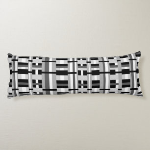 Plaid in Black White & Grey Body Pillow
