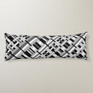 Plaid in Black White & Grey Diagonal Body Pillow