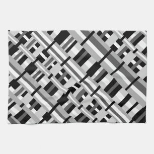 Plaid in Black, White & Grey Diagonal Kitchen Towel