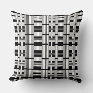 Plaid in Black White & Grey Throw Pillow