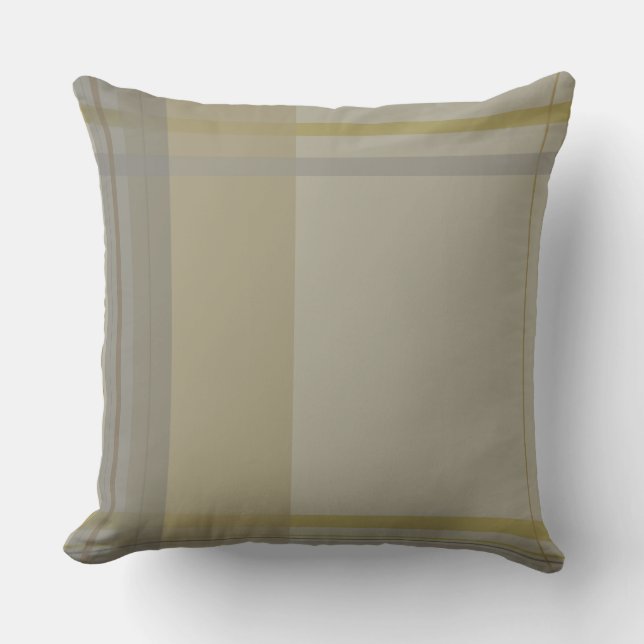 plaid in gold, silver copper, greys & beiges throw pillow (Front)