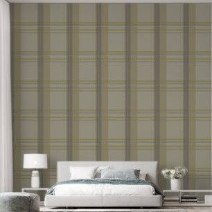 plaid in gold, silver copper, greys & beiges wallpaper