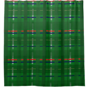 plaid in greens on green, red, blue, gold &silver