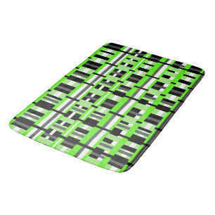 Plaid in Lime Green, Black & Grey Bath Mat