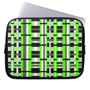 Plaid in Lime Green, Black & Grey Laptop Sleeve