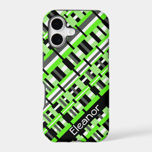 Plaid in Lime Green, Black & Grey Personalized