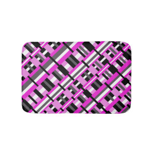 Plaid in Pink, Black & Grey Diagonal Bath Mat