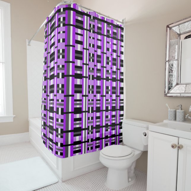 Plaid in Purple, Black & Grey Bold (In Situ)