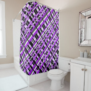 Plaid in Purple, Black & Grey Diagonal