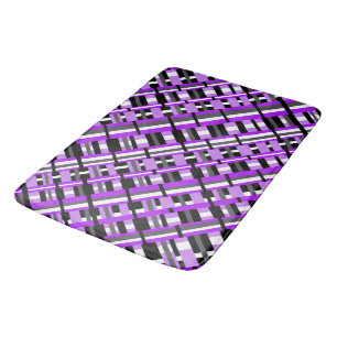 Plaid in Purple, Black & Grey Diagonal Bath Mat