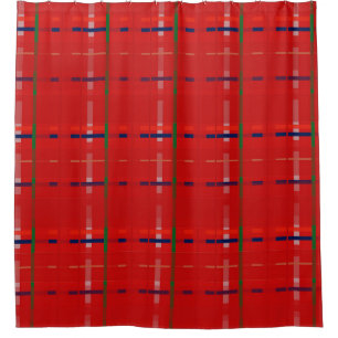 plaid in red, gold, green, silver, & blue