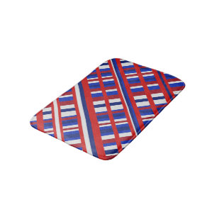 Plaid in Red, White & Blue Diagonal Bath Mat