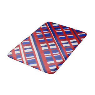 Plaid in Red, White & Blue Diagonal Bath Mat