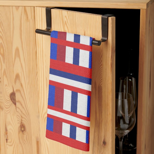 Plaid in Red, White & Blue  Kitchen Towel (Thirds Fold)