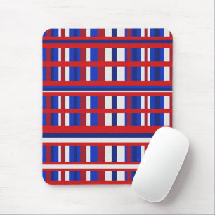 Plaid in Red, White & Blue  Mouse Pad