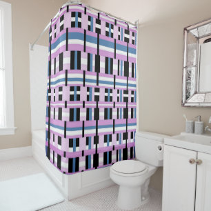 Plaid in Slate Blue, Orchid, Black & White