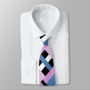 Plaid in Slate Blue, Orchid, Black & White Tie