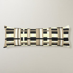 Plaid in Taupe, Tan, Black, White Modern Body Pillow