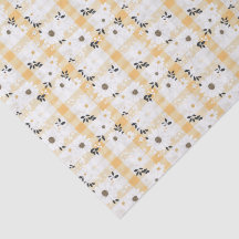 Plaid jaune enjoué et papier de soie à petites fle