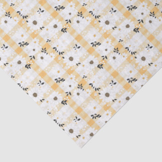 Plaid jaune enjoué et papier de soie à petites fle