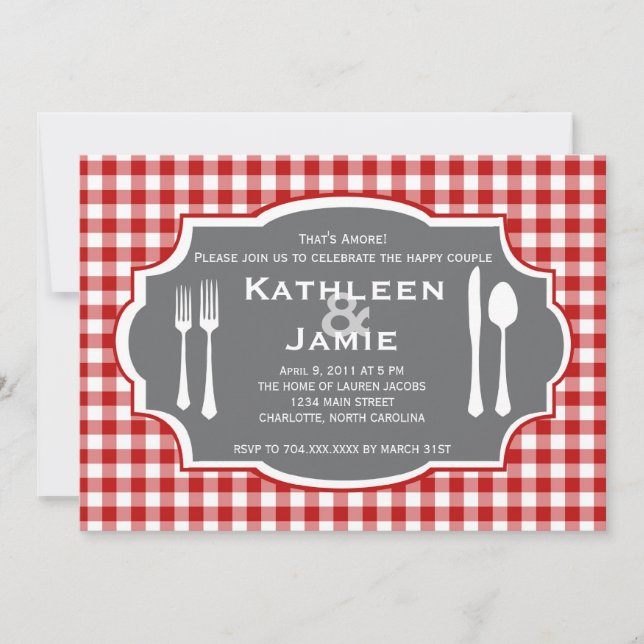 Plaid Knife & Fork Invitation (Front)