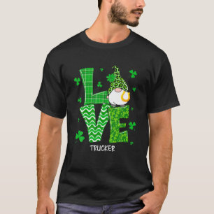 Plaid Leopard Love Gnome Trucker Happy St. Patrick T-Shirt