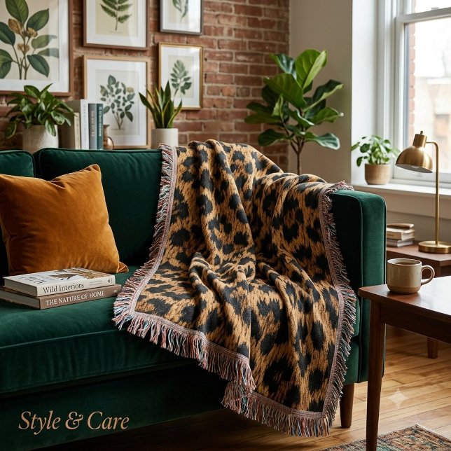 Plaid Léopard Tendance Couverture Douce Jetée Mais (Trendy Leopard Pattern Soft Throw Blanket Home)