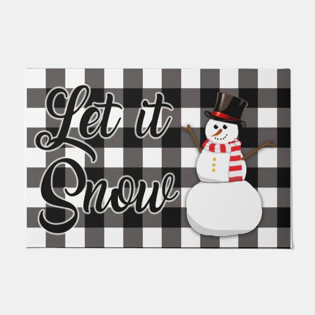 Plaid Let It Snow Snowman Door Mat (Front)