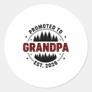 Plaid Lumberjack New Grandpa Promoted To Grandpa E Classic Round Sticker