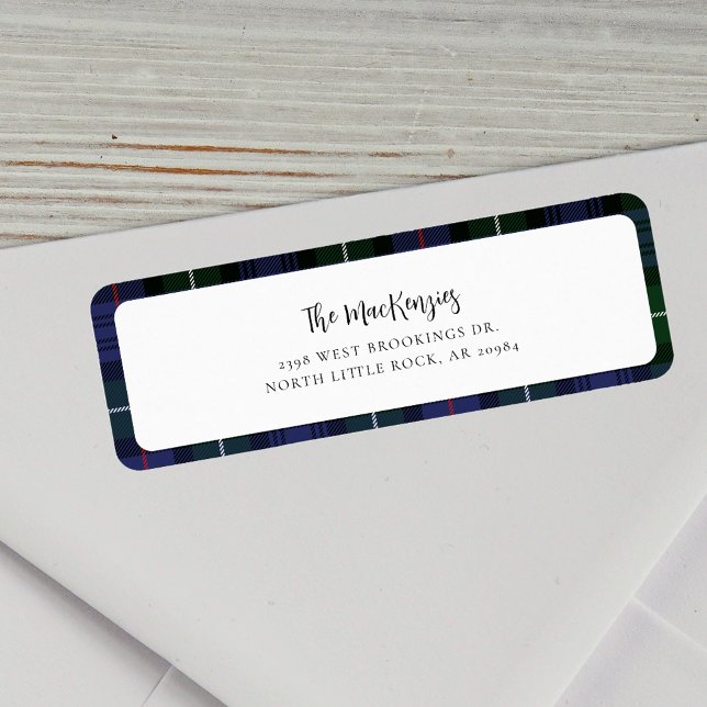 Plaid MacKenzie Tartan Family Return Address (Mackenzie Tartan Christmas Return Address Label)