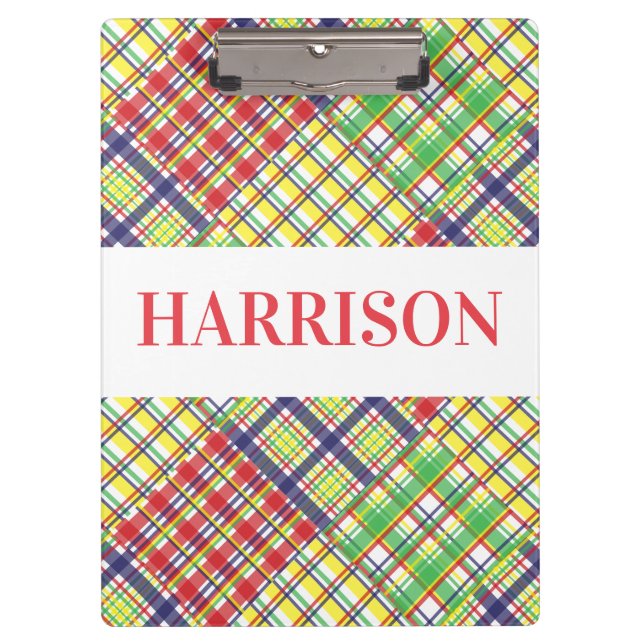 Plaid Madras Personalized Clipboard (Front)