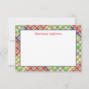 Plaid Madras Personalized Note Cards
