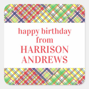 Plaid Madras Personalized Stickers