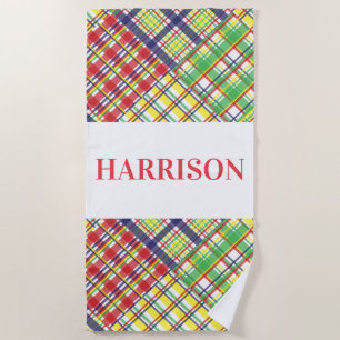 Plaid Madras Serviette de plage personnalisée