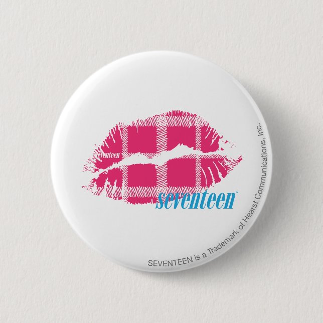 Plaid Magenta 2 Inch Round Button (Front)