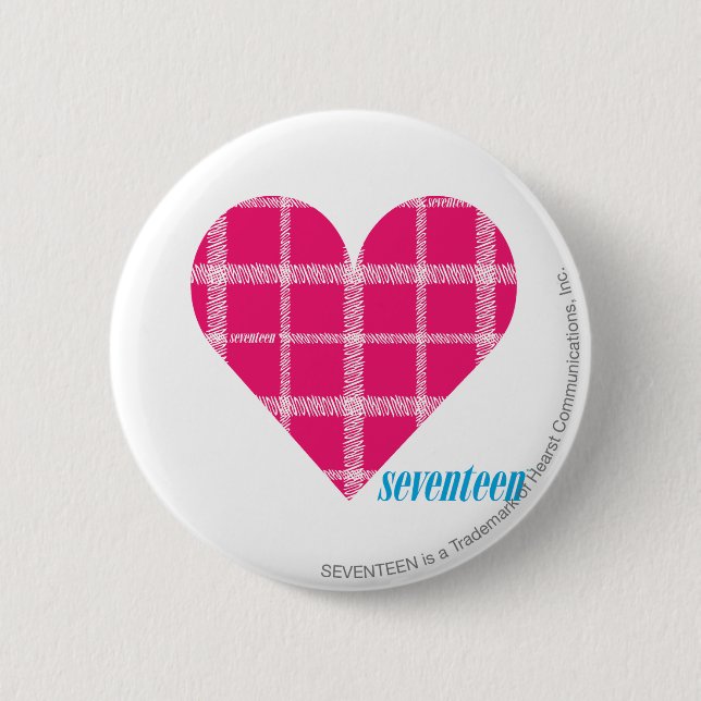 Plaid Magenta 2 Inch Round Button (Front)