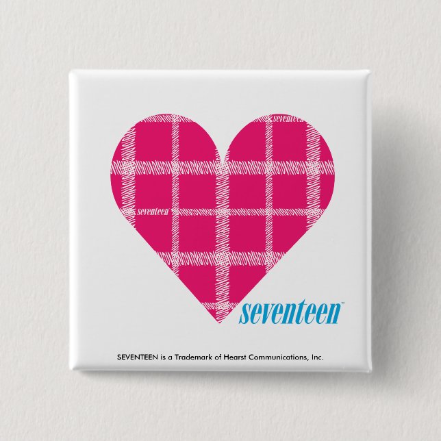 Plaid Magenta 2 Inch Square Button (Front)