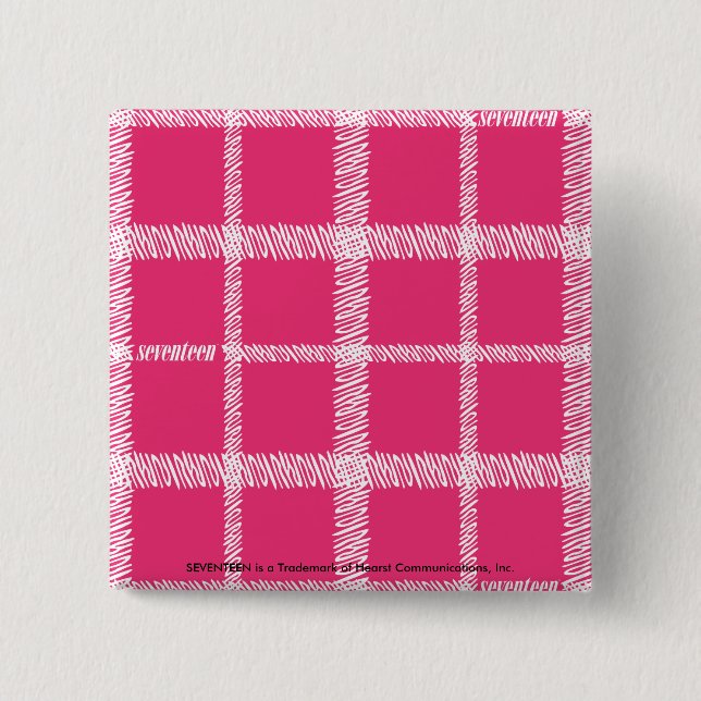 Plaid Magenta 2 Inch Square Button (Front)